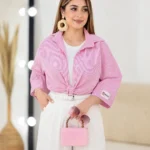 شومیز راه راه لنین صورتی