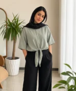 شومیز گره ای سبز