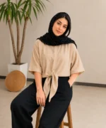 شومیز گره ای کرم - Image 3
