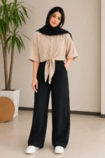 شومیز گره ای کرم - Image 2